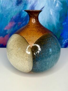 Robert Maxwell Pottery Craft Moon Vase Vintage Midcentury Modern Studio Pottery